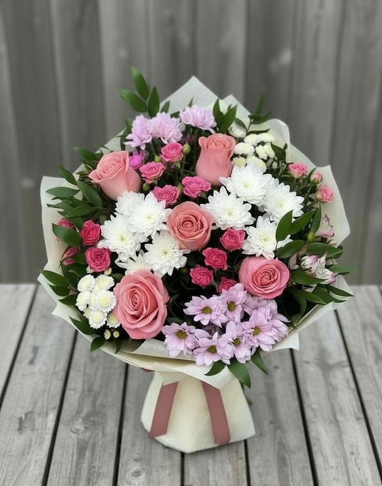 Букет цветов из: Альстромерии, Гвоздики, Розы и Хризантемы в Дурнихе