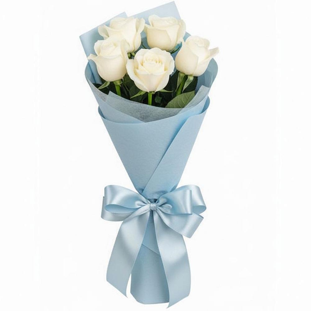 Букет 5 Белых роз Проуд в Дурнихе