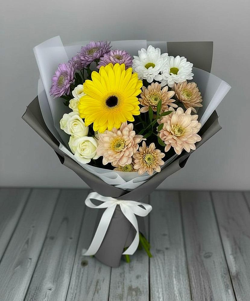 Букет цветов из: Розы, Герберы и Хризантемы в Дурнихе