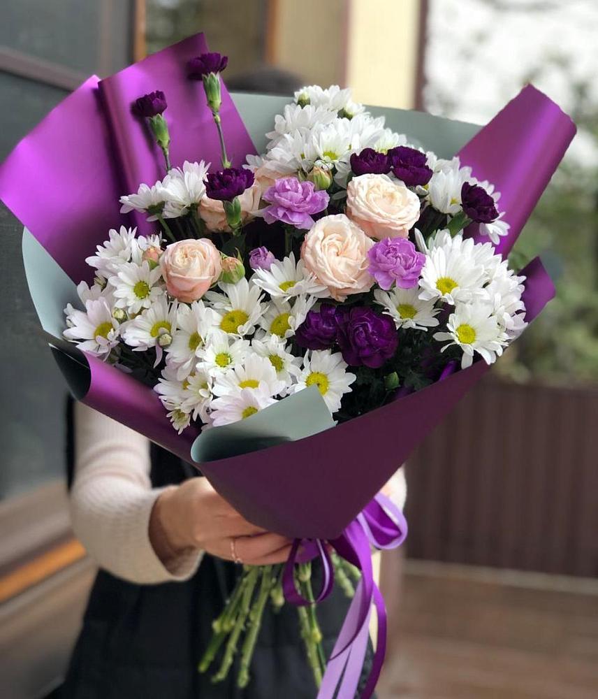 Букет цветов из: Хризантемы, Гвоздики и Розы в Дурнихе
