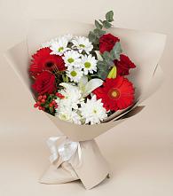 Букет цветов из:  Розы, Хризантемы, Герберы и Лилии в Дурнихе