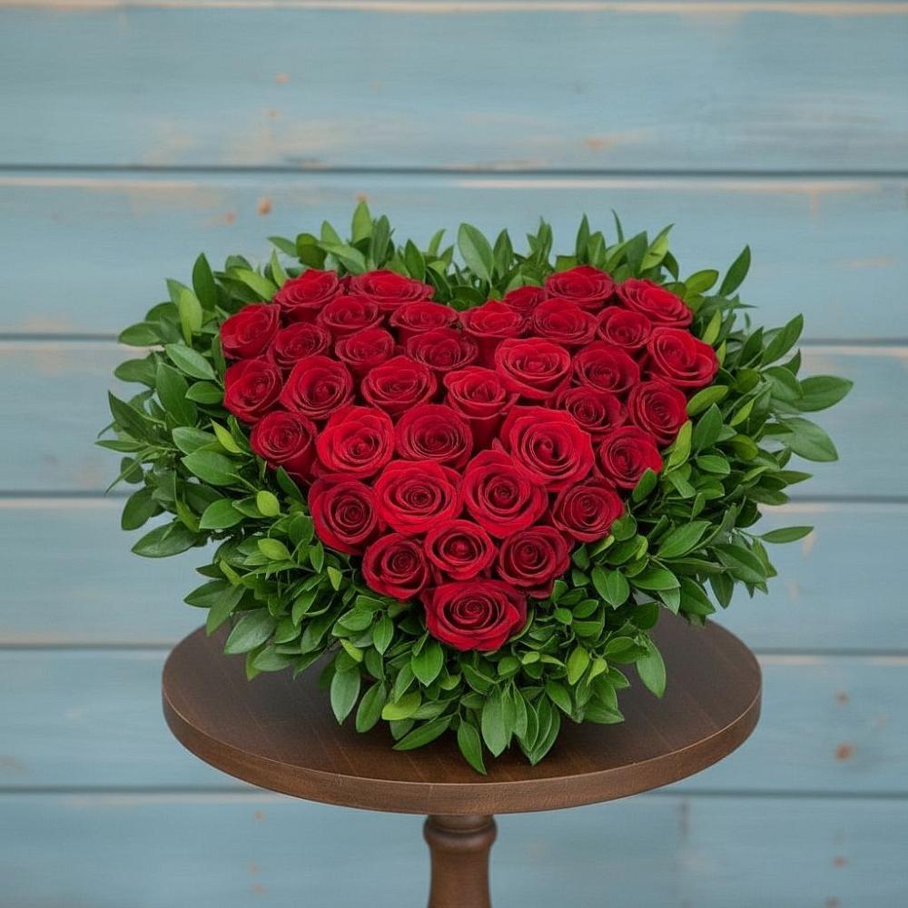 Цветочная композиция из Розы в виде сердца в Дурнихе