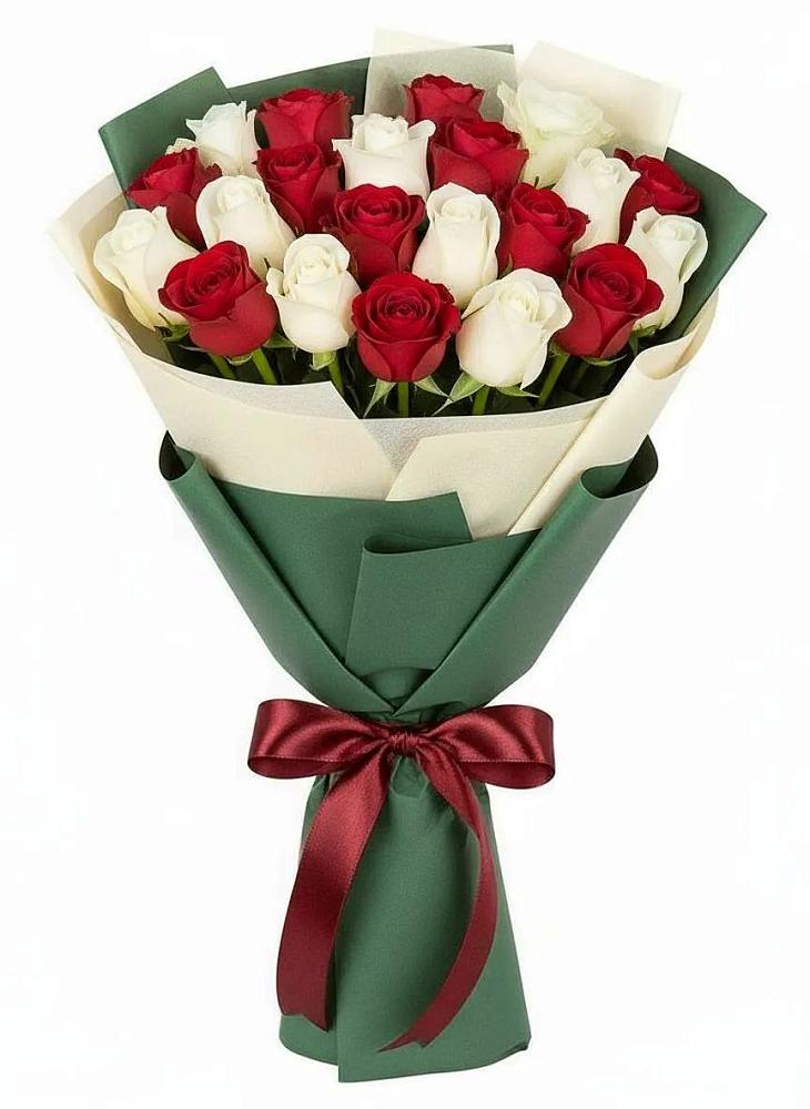 Букет Микс из красных и белых роз в Дурнихе