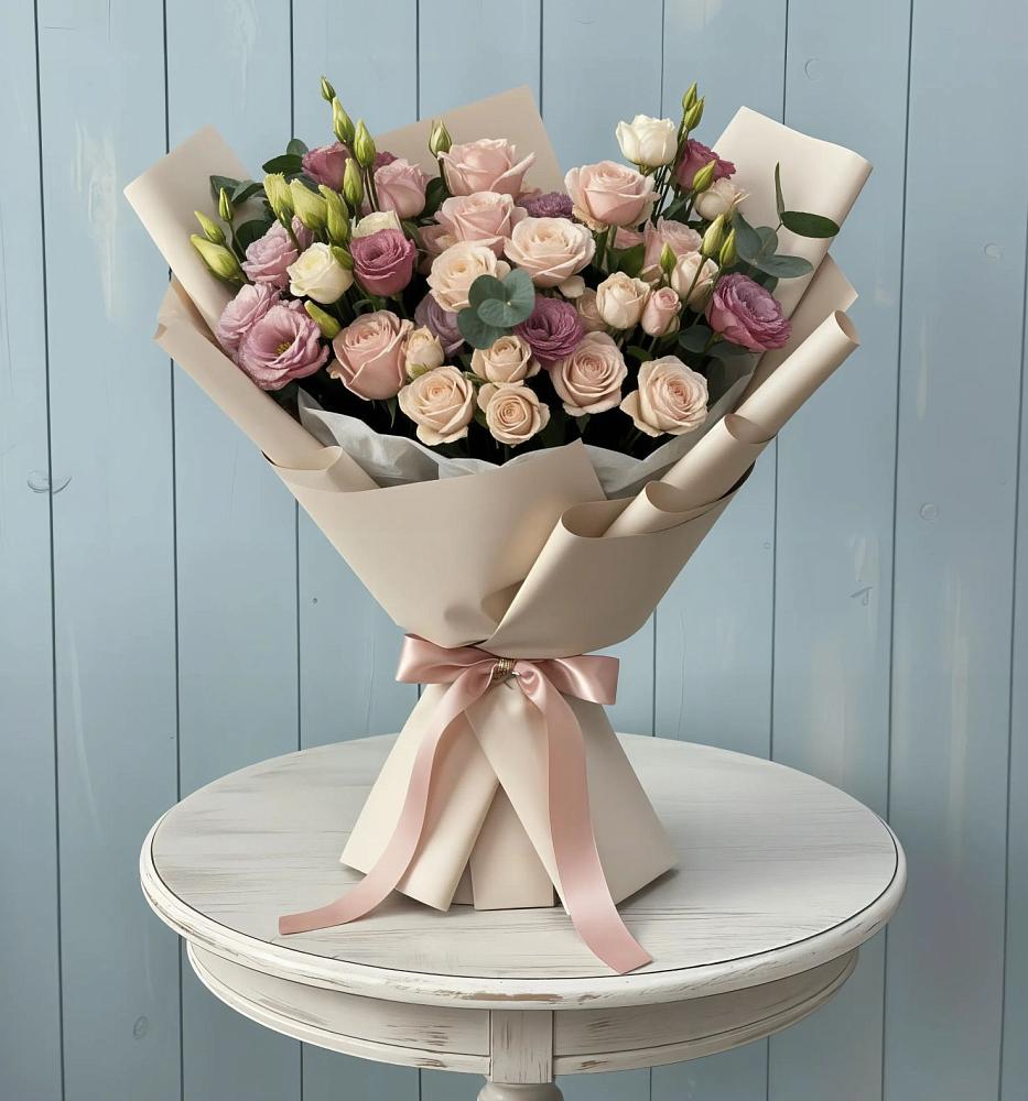 Букет цветов из: Розы и Лизиантусы в Дурнихе