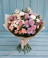 Букет цветов из:  Хризантемы, Розы и Альстромерии в Дурнихе